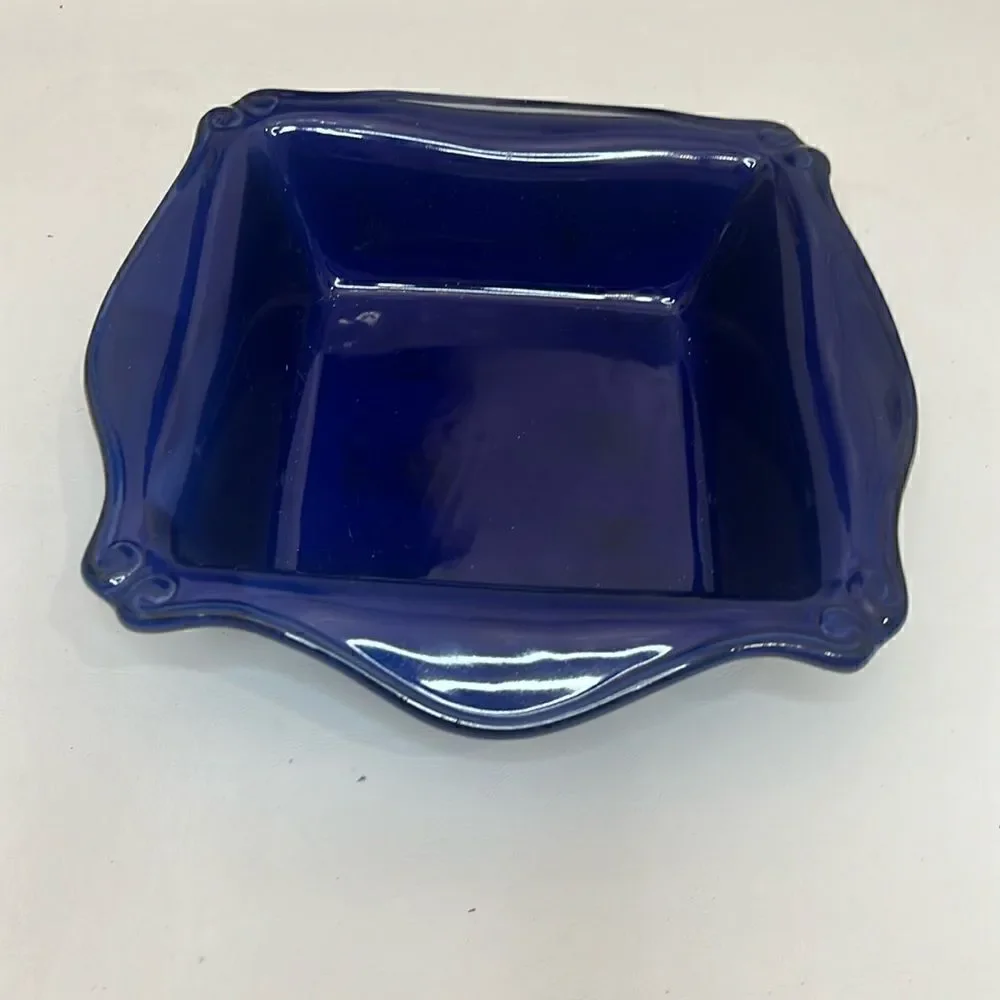 Square Baker 10 In Cobalt Blue Glazed Ovenware Scalloped Country Side Table Top